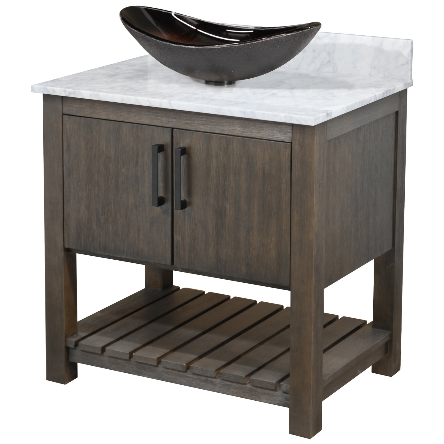 30-inch Bath Vanity with Carrara White Marble Counter and Sink - NOBV-30CM-CAR-0088031