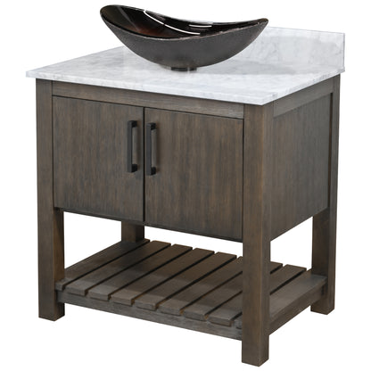 30-inch Bath Vanity with Carrara White Marble Counter and Sink - NOBV-30CM-CAR-0088031