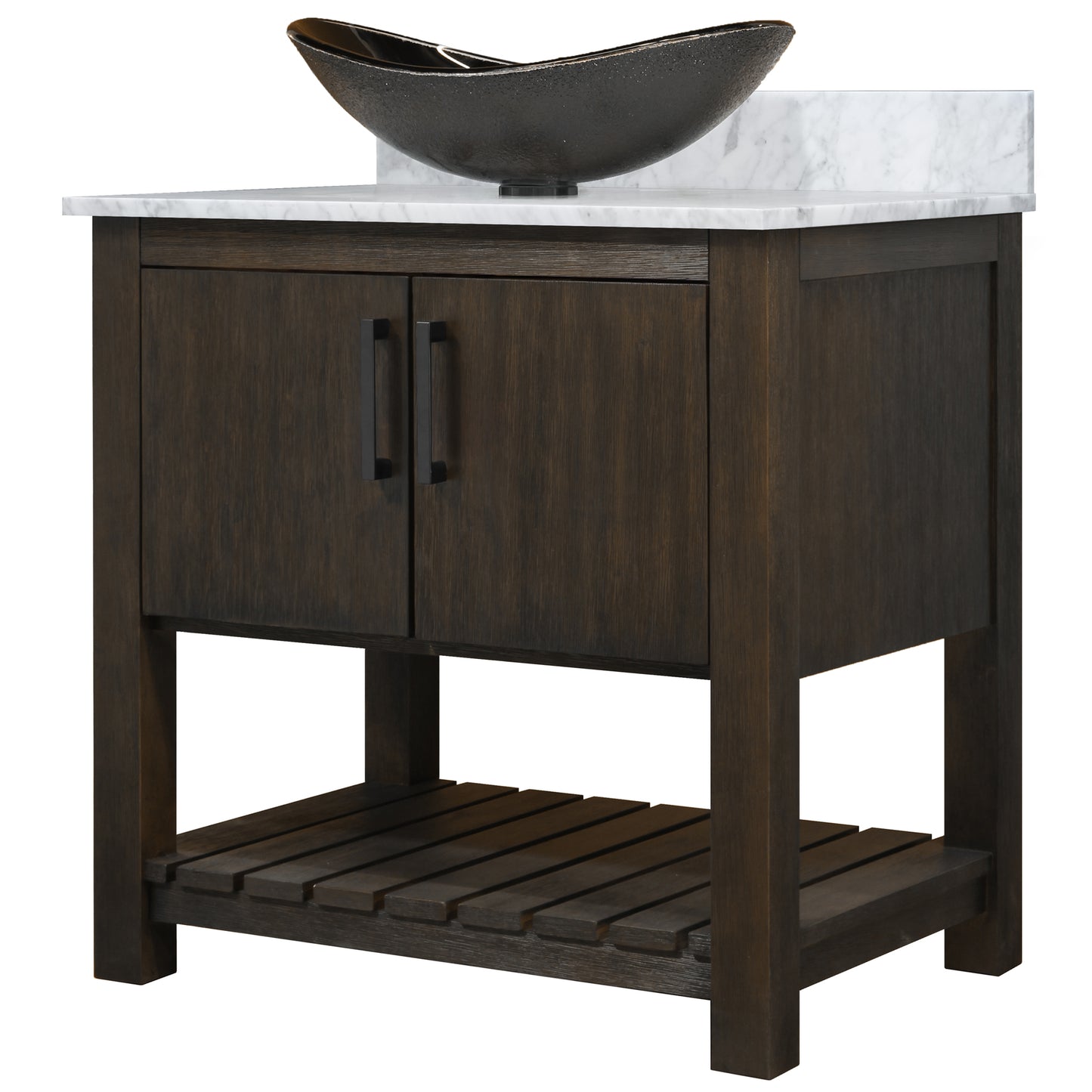 30-inch Bath Vanity with Carrara White Marble Counter and Sink - NOBV-30CM-CAR-0088031