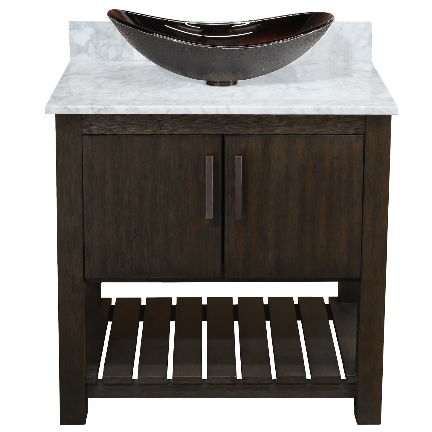 30-inch Bath Vanity with Carrara White Marble Counter and Sink - NOBV-30CM-CAR-0088031
