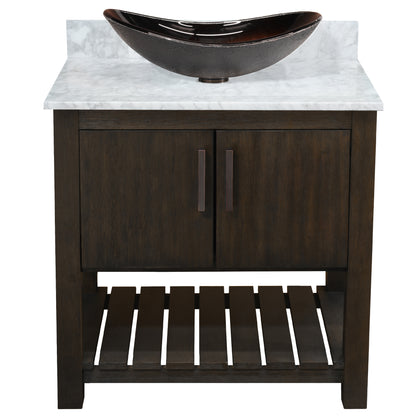30-inch Bath Vanity with Carrara White Marble Counter and Sink - NOBV-30CM-CAR-0088031