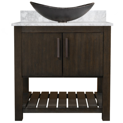 30-inch Bath Vanity with Carrara White Marble Counter and Sink - NOBV-30CM-CAR-0088031