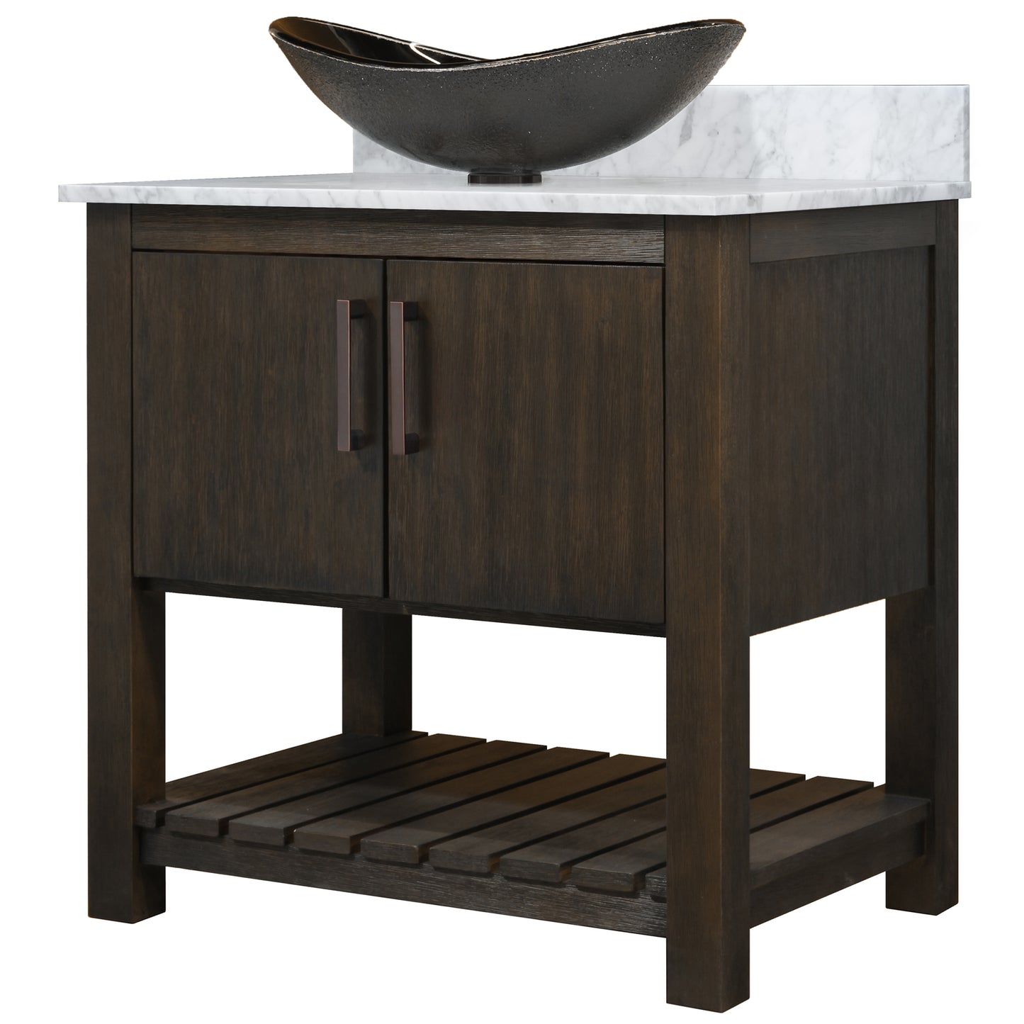30-inch Bath Vanity with Carrara White Marble Counter and Sink - NOBV-30CM-CAR-0088031