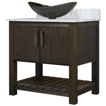 30-inch Bath Vanity with Carrara White Marble Counter and Sink - NOBV-30CM-CAR-0088031