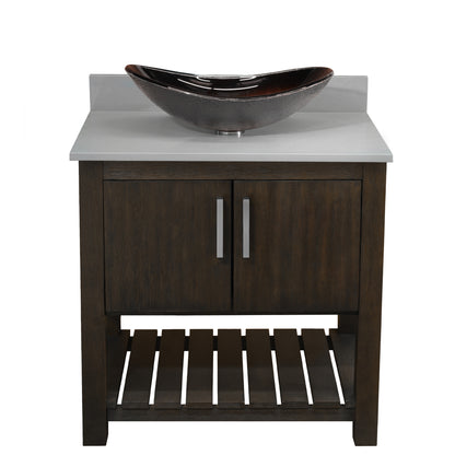 30-inch Bath Vanity with Storm Grey Quartz Counter and Sink - NOBV-30CM-280-0088031