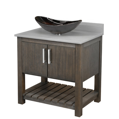 30-inch Bath Vanity with Storm Grey Quartz Counter and Sink - NOBV-30CM-280-0088031