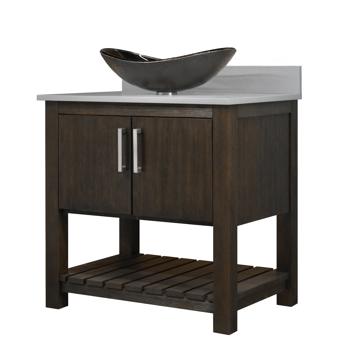 30-inch Bath Vanity with Storm Grey Quartz Counter and Sink - NOBV-30CM-280-0088031