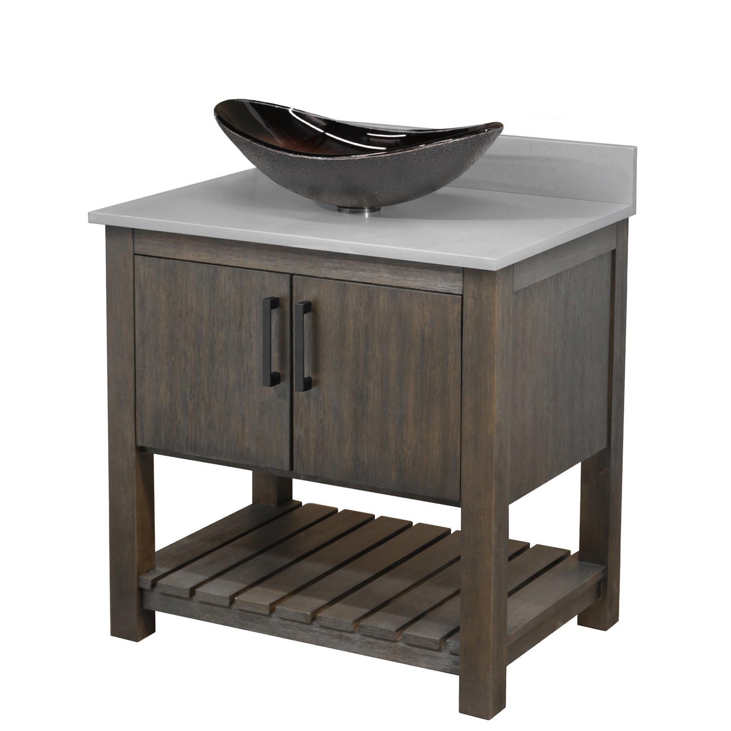30-inch Bath Vanity with Storm Grey Quartz Counter and Sink - NOBV-30CM-280-0088031