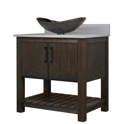 30-inch Bath Vanity with Storm Grey Quartz Counter and Sink - NOBV-30CM-280-0088031