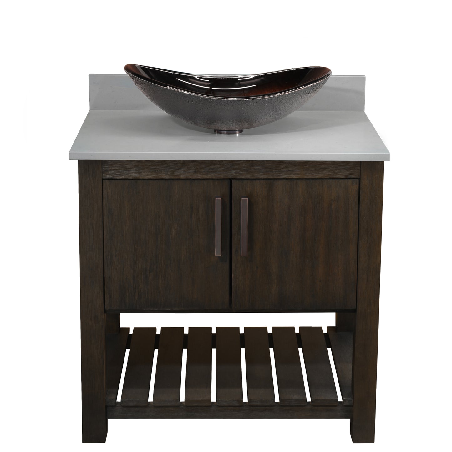 30-inch Bath Vanity with Storm Grey Quartz Counter and Sink - NOBV-30CM-280-0088031