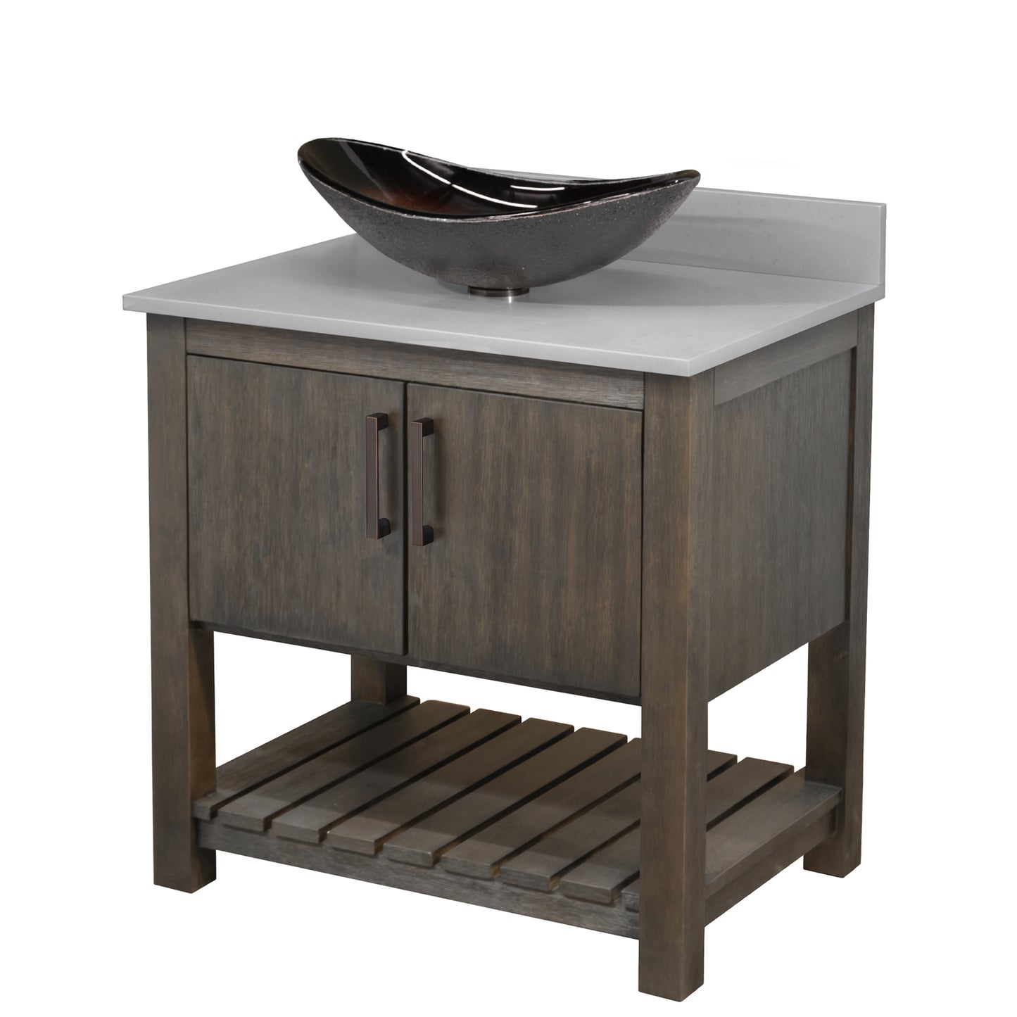30-inch Bath Vanity with Storm Grey Quartz Counter and Sink - NOBV-30CM-280-0088031