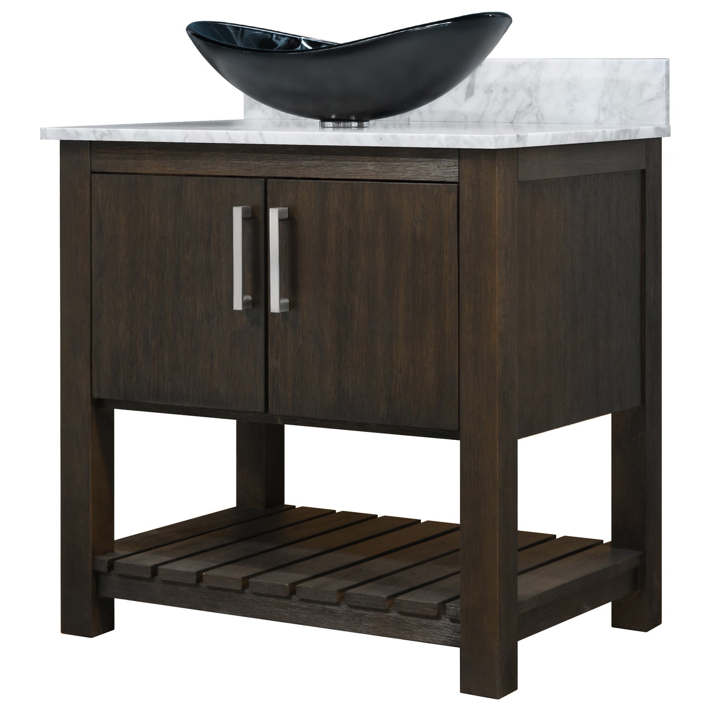 30-inch Bath Vanity with Carrara White Marble Counter and Sink - NOBV-30CM-CAR-G012-8031