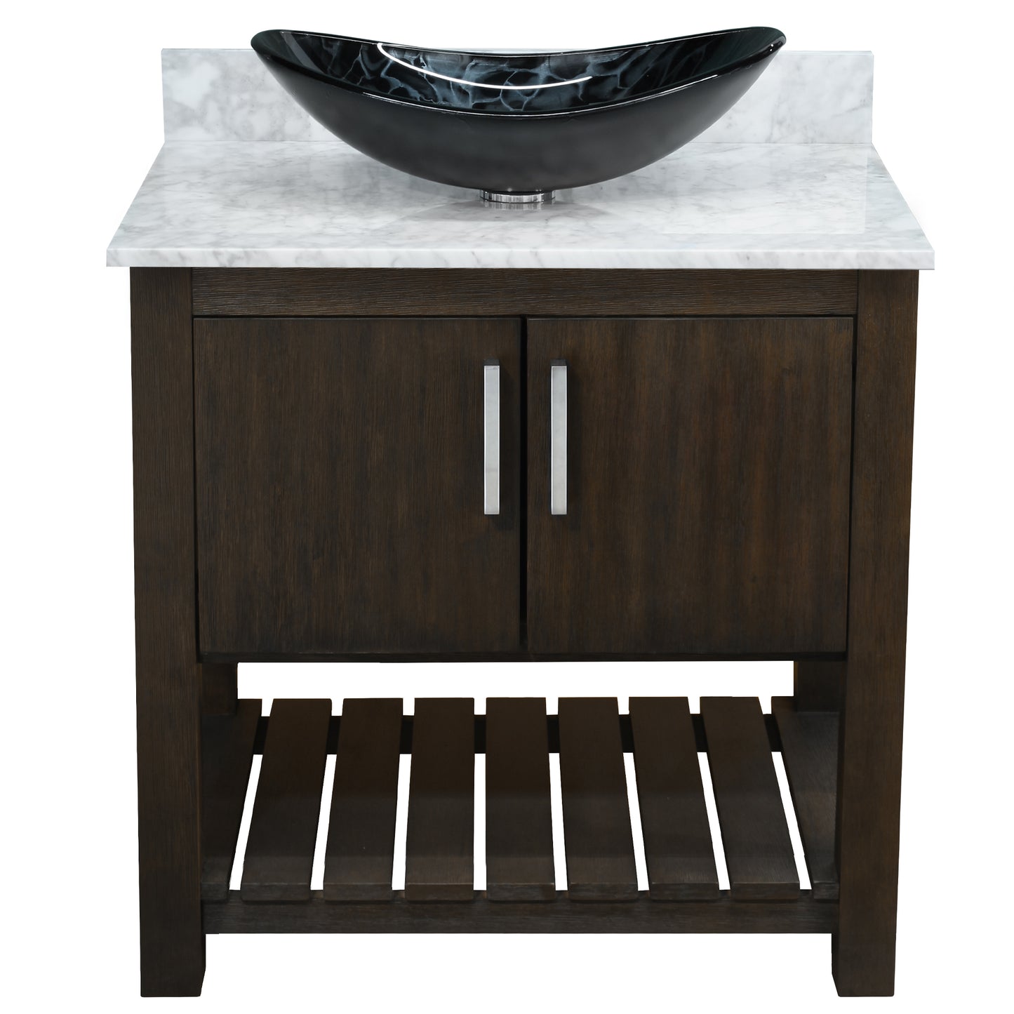 30-inch Bath Vanity with Carrara White Marble Counter and Sink - NOBV-30CM-CAR-G012-8031
