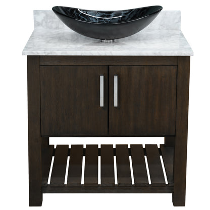 30-inch Bath Vanity with Carrara White Marble Counter and Sink - NOBV-30CM-CAR-G012-8031