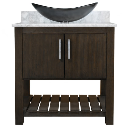 30-inch Bath Vanity with Carrara White Marble Counter and Sink - NOBV-30CM-CAR-G012-8031
