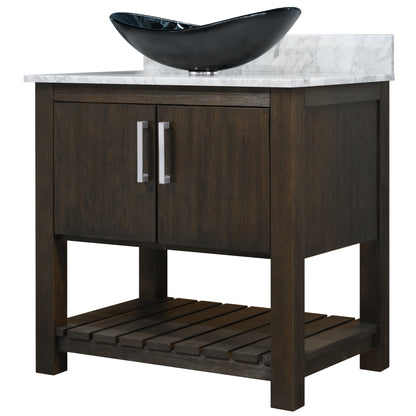 30-inch Bath Vanity with Carrara White Marble Counter and Sink - NOBV-30CM-CAR-G012-8031