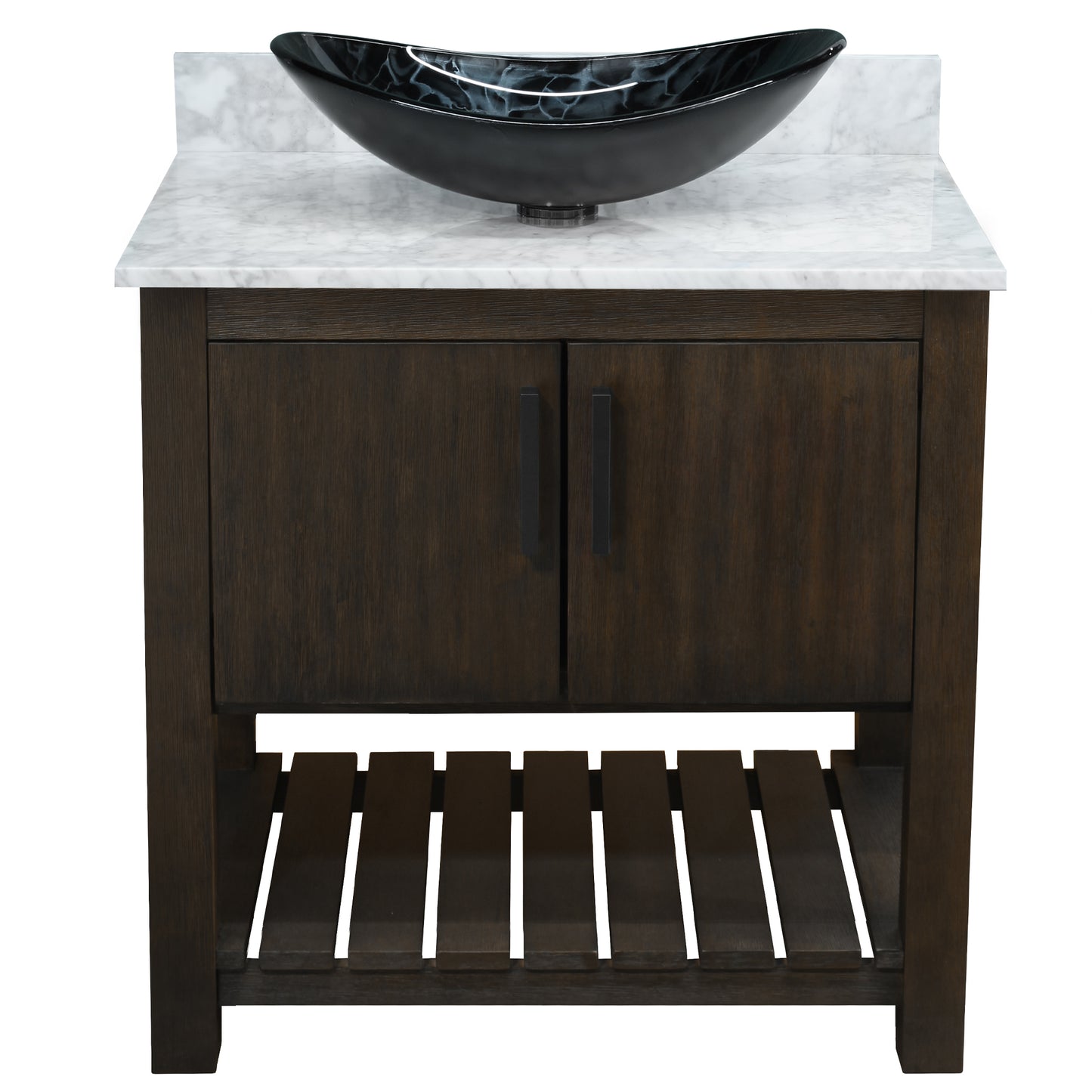 30-inch Bath Vanity with Carrara White Marble Counter and Sink - NOBV-30CM-CAR-G012-8031