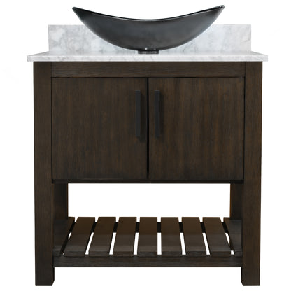 30-inch Bath Vanity with Carrara White Marble Counter and Sink - NOBV-30CM-CAR-G012-8031