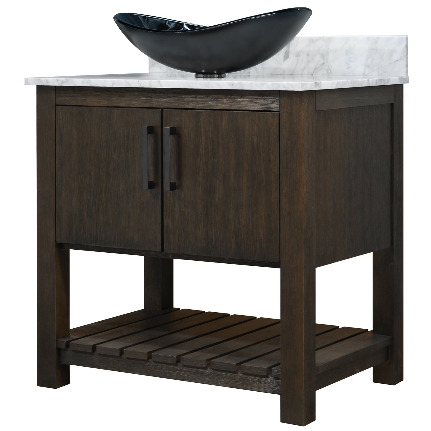 30-inch Bath Vanity with Carrara White Marble Counter and Sink - NOBV-30CM-CAR-G012-8031