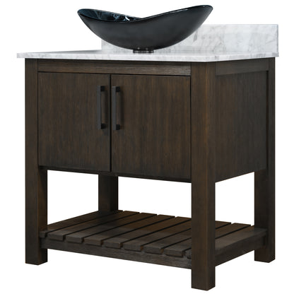 30-inch Bath Vanity with Carrara White Marble Counter and Sink - NOBV-30CM-CAR-G012-8031