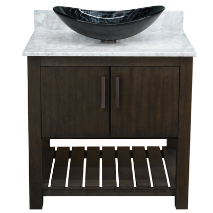 30-inch Bath Vanity with Carrara White Marble Counter and Sink - NOBV-30CM-CAR-G012-8031