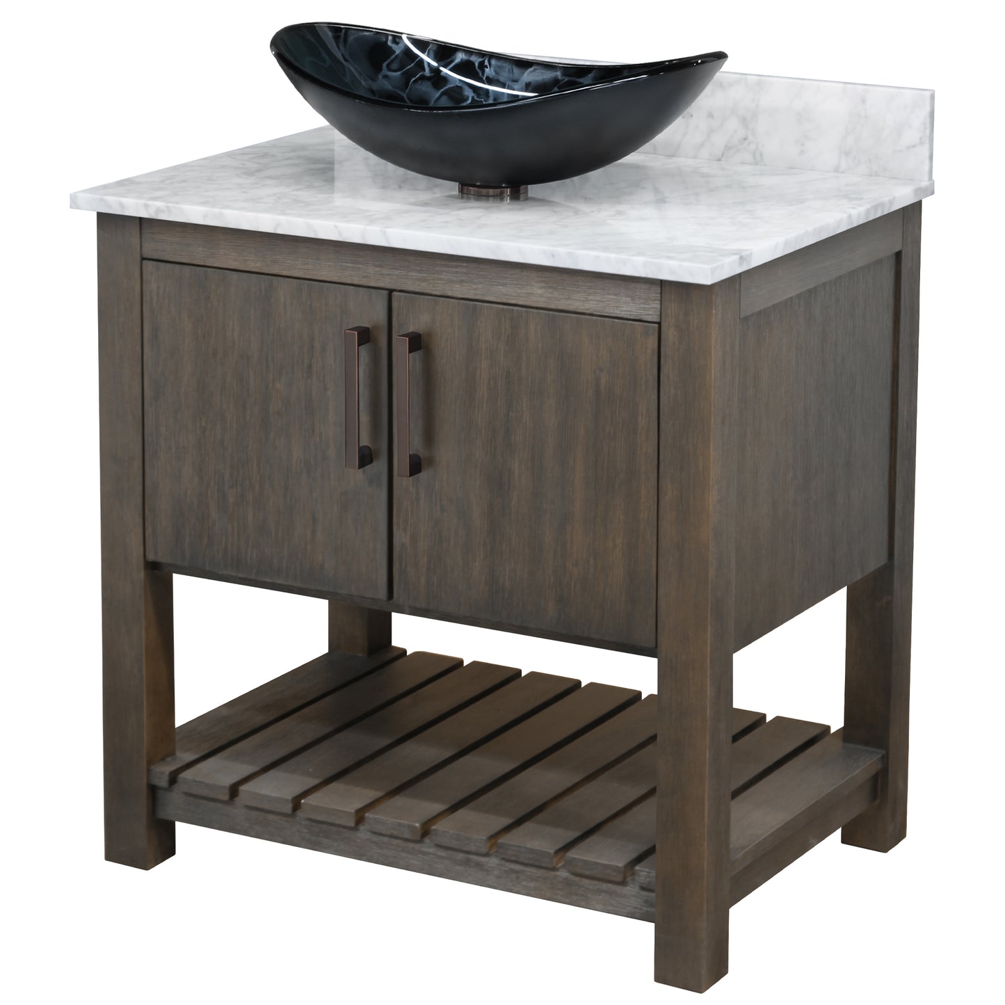 30-inch Bath Vanity with Carrara White Marble Counter and Sink - NOBV-30CM-CAR-G012-8031