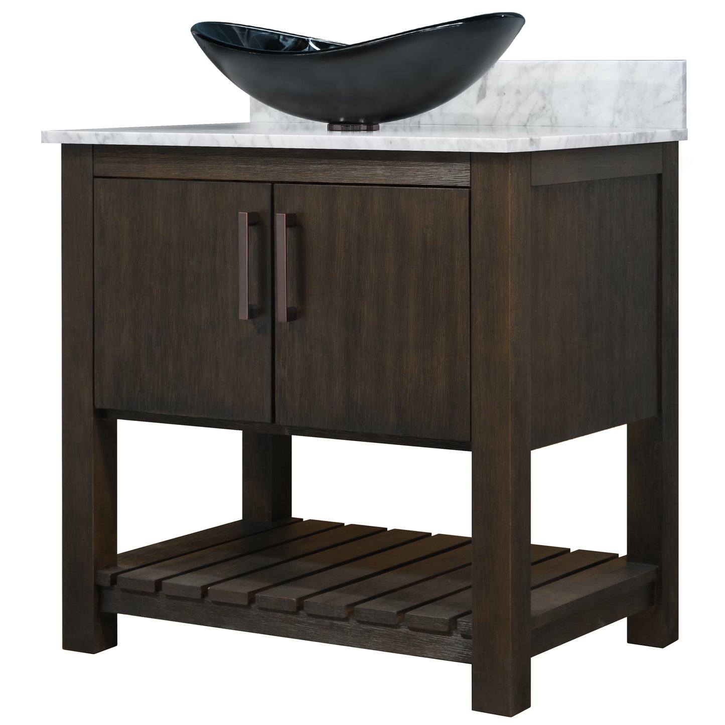 30-inch Bath Vanity with Carrara White Marble Counter and Sink - NOBV-30CM-CAR-G012-8031