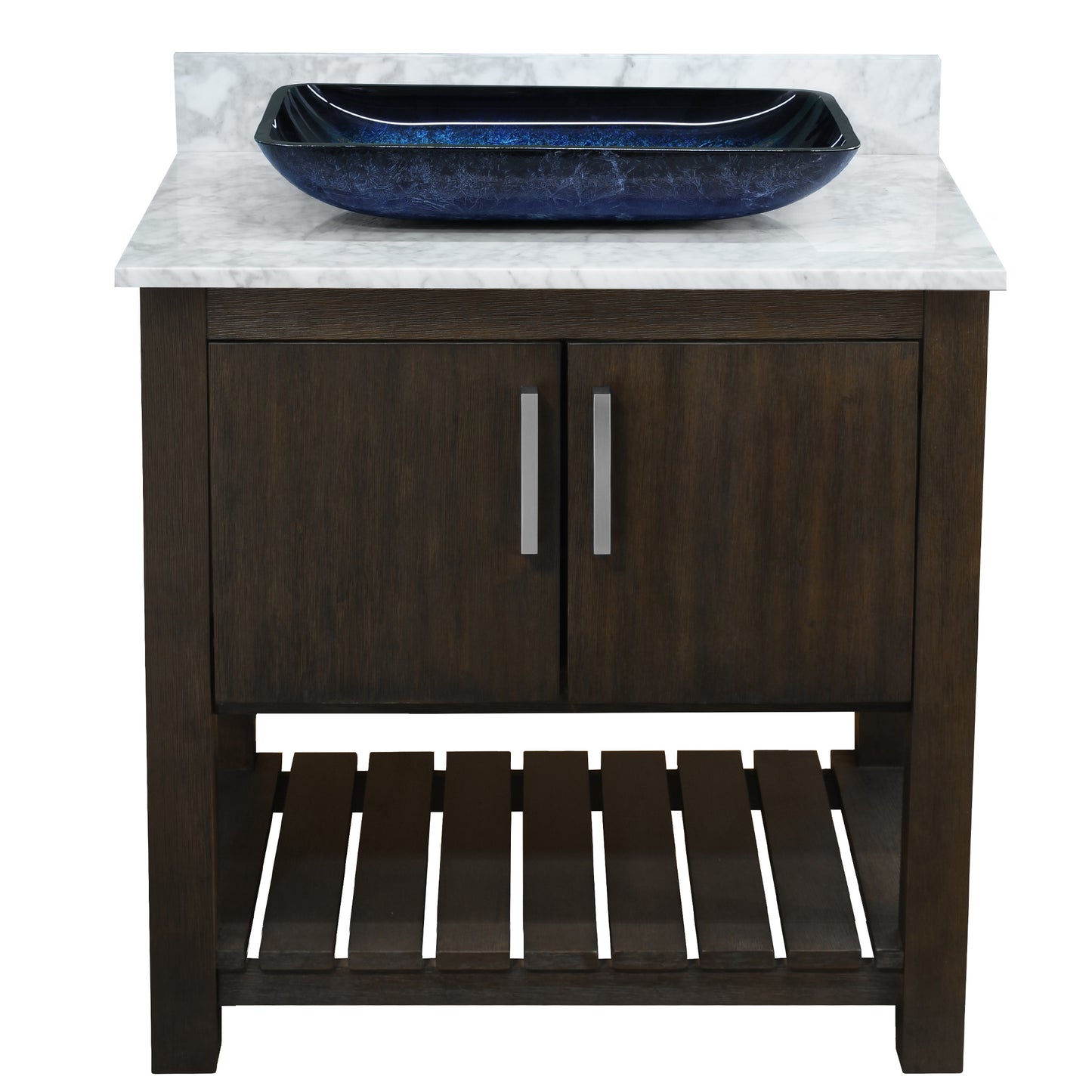 30-inch Bath Vanity with Carrara White Marble Counter and Sink - NOBV-30CM-CAR-19034
