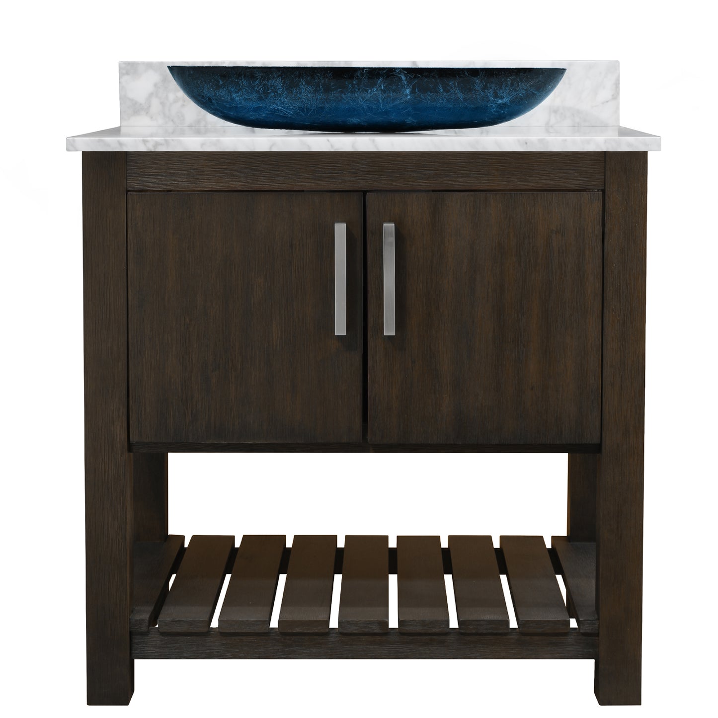 30-inch Bath Vanity with Carrara White Marble Counter and Sink - NOBV-30CM-CAR-19034