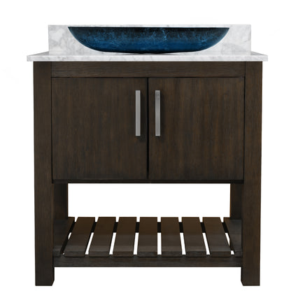 30-inch Bath Vanity with Carrara White Marble Counter and Sink - NOBV-30CM-CAR-19034