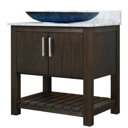 30-inch Bath Vanity with Carrara White Marble Counter and Sink - NOBV-30CM-CAR-19034