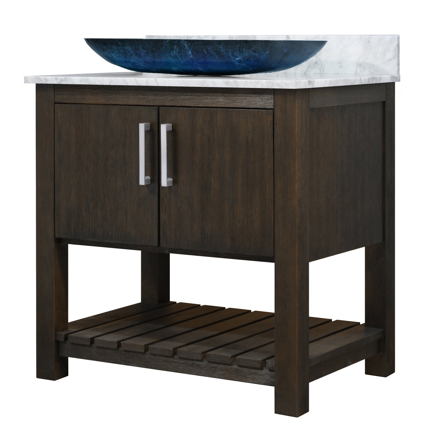 30-inch Bath Vanity with Carrara White Marble Counter and Sink - NOBV-30CM-CAR-19034