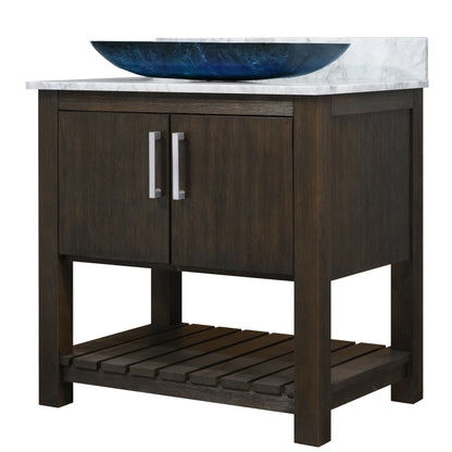 30-inch Bath Vanity with Carrara White Marble Counter and Sink - NOBV-30CM-CAR-19034