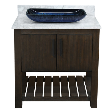 30-inch Bath Vanity with Carrara White Marble Counter and Sink - NOBV-30CM-CAR-19034