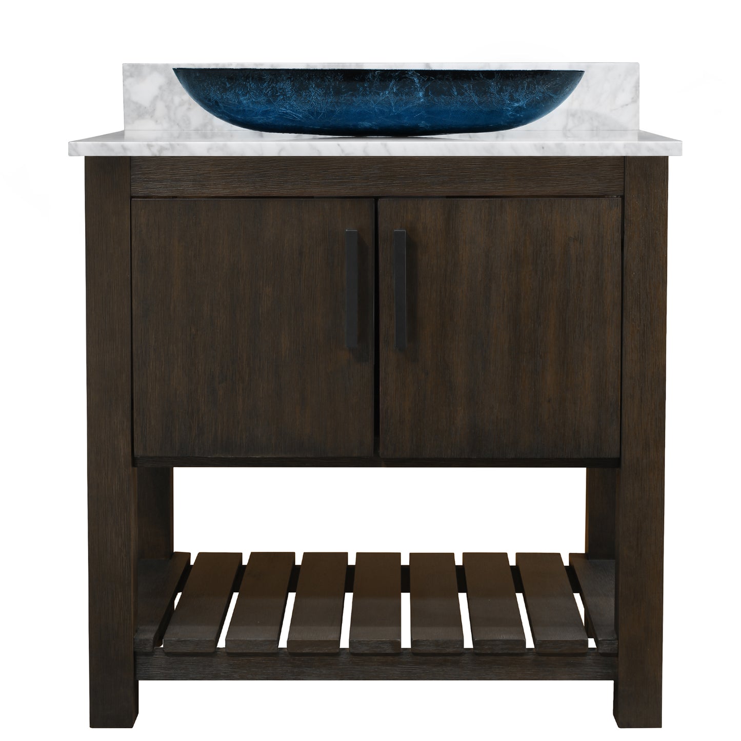 30-inch Bath Vanity with Carrara White Marble Counter and Sink - NOBV-30CM-CAR-19034