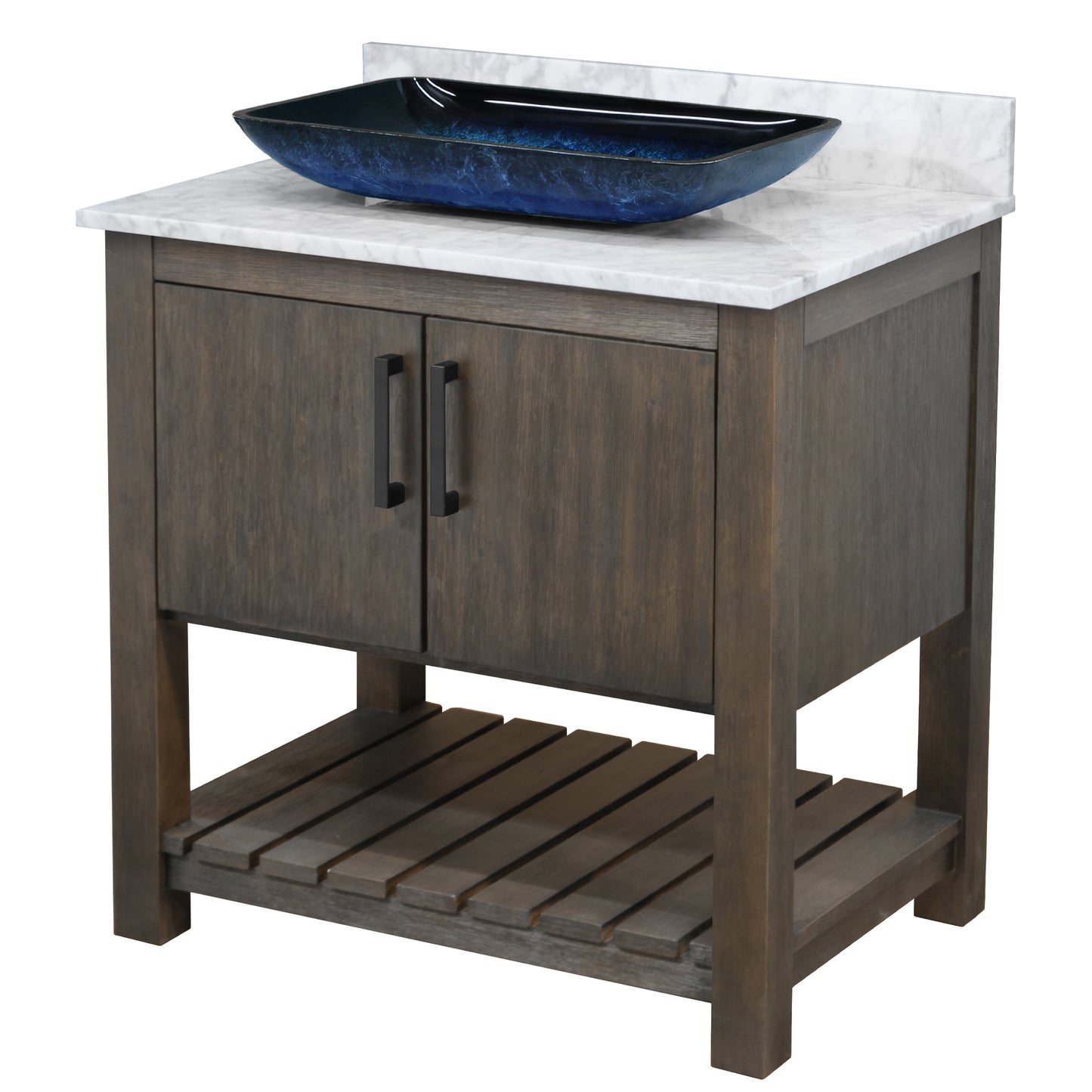 30-inch Bath Vanity with Carrara White Marble Counter and Sink - NOBV-30CM-CAR-19034