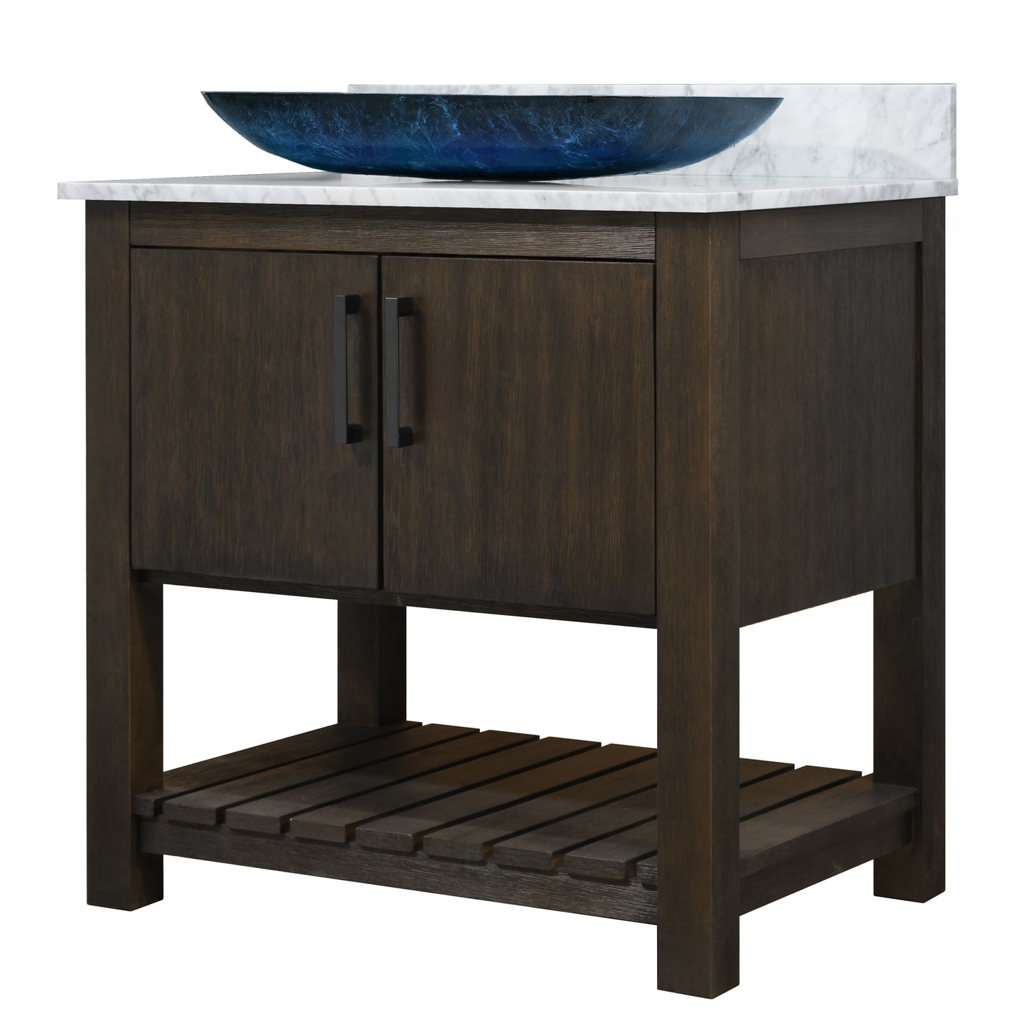 30-inch Bath Vanity with Carrara White Marble Counter and Sink - NOBV-30CM-CAR-19034