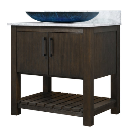30-inch Bath Vanity with Carrara White Marble Counter and Sink - NOBV-30CM-CAR-19034