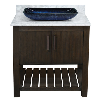 30-inch Bath Vanity with Carrara White Marble Counter and Sink - NOBV-30CM-CAR-19034