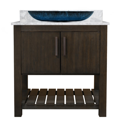 30-inch Bath Vanity with Carrara White Marble Counter and Sink - NOBV-30CM-CAR-19034