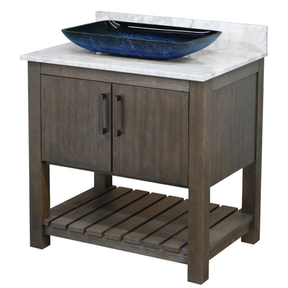 30-inch Bath Vanity with Carrara White Marble Counter and Sink - NOBV-30CM-CAR-19034