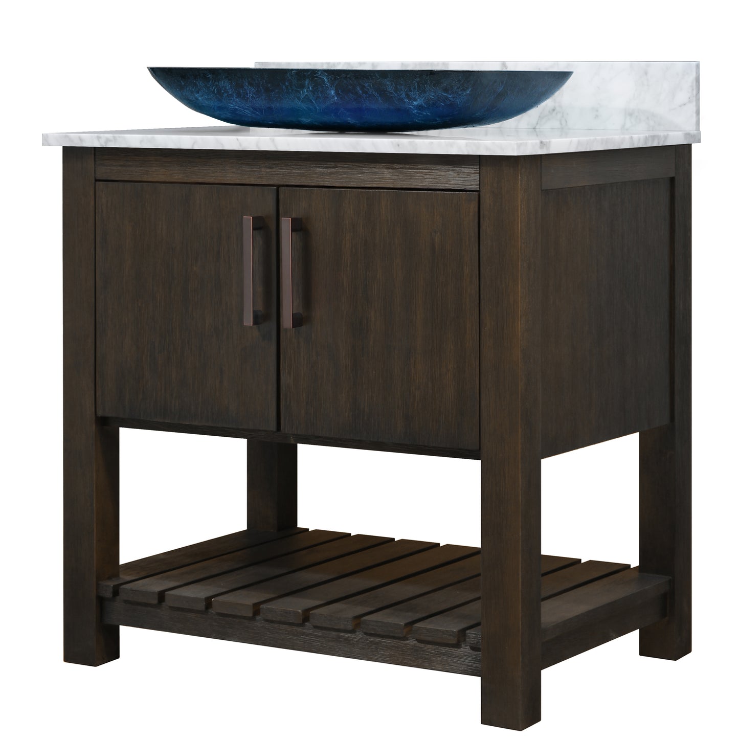 30-inch Bath Vanity with Carrara White Marble Counter and Sink - NOBV-30CM-CAR-19034
