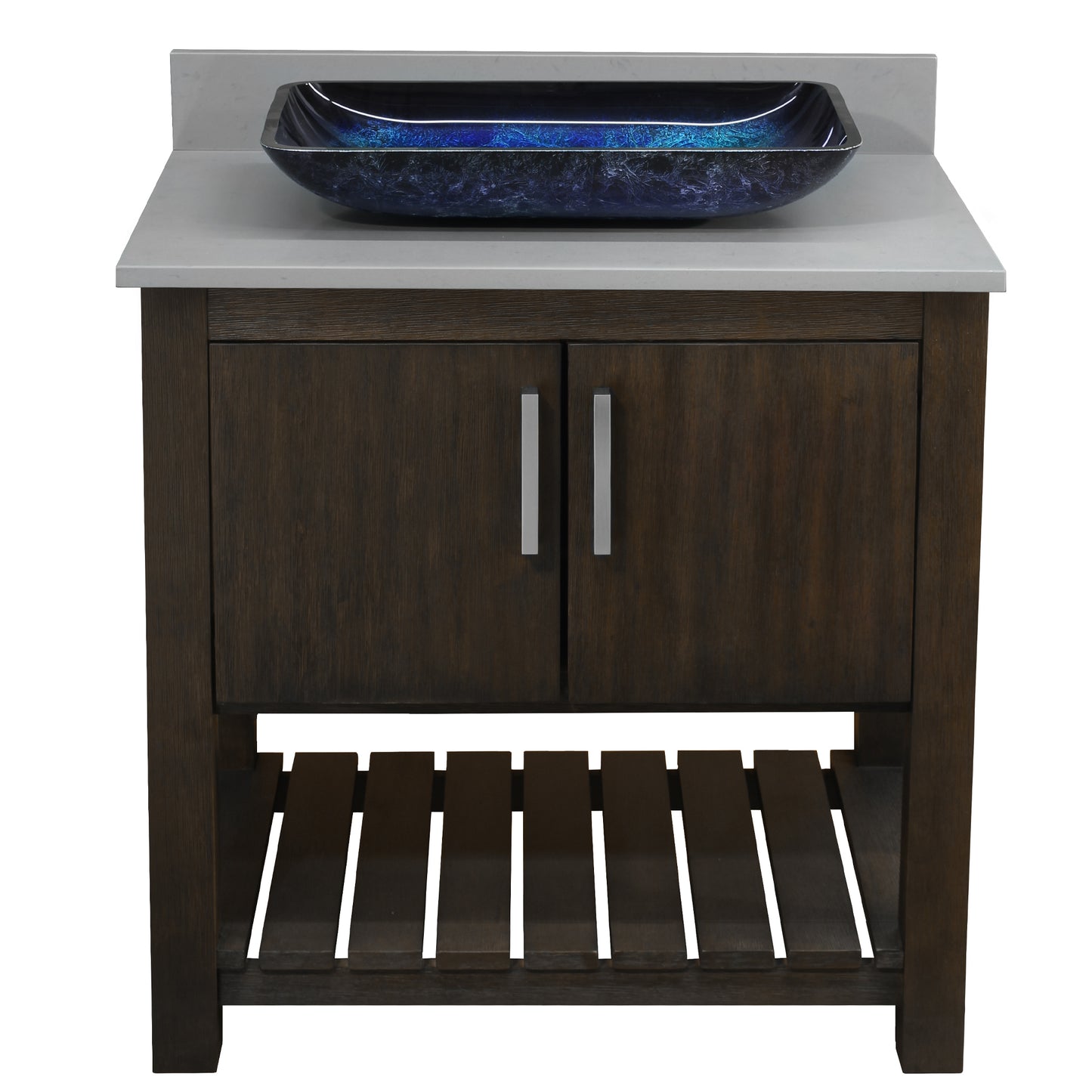 30-inch Bath Vanity with Storm Grey Quartz Counter and Sink - NOBV-30CM-280-19034