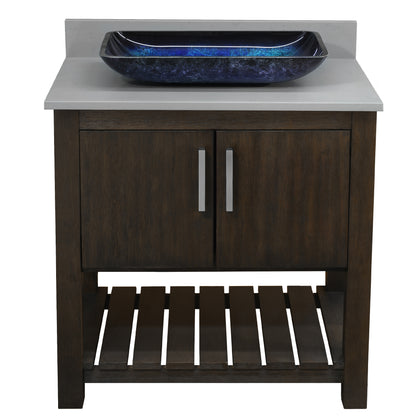 30-inch Bath Vanity with Storm Grey Quartz Counter and Sink - NOBV-30CM-280-19034