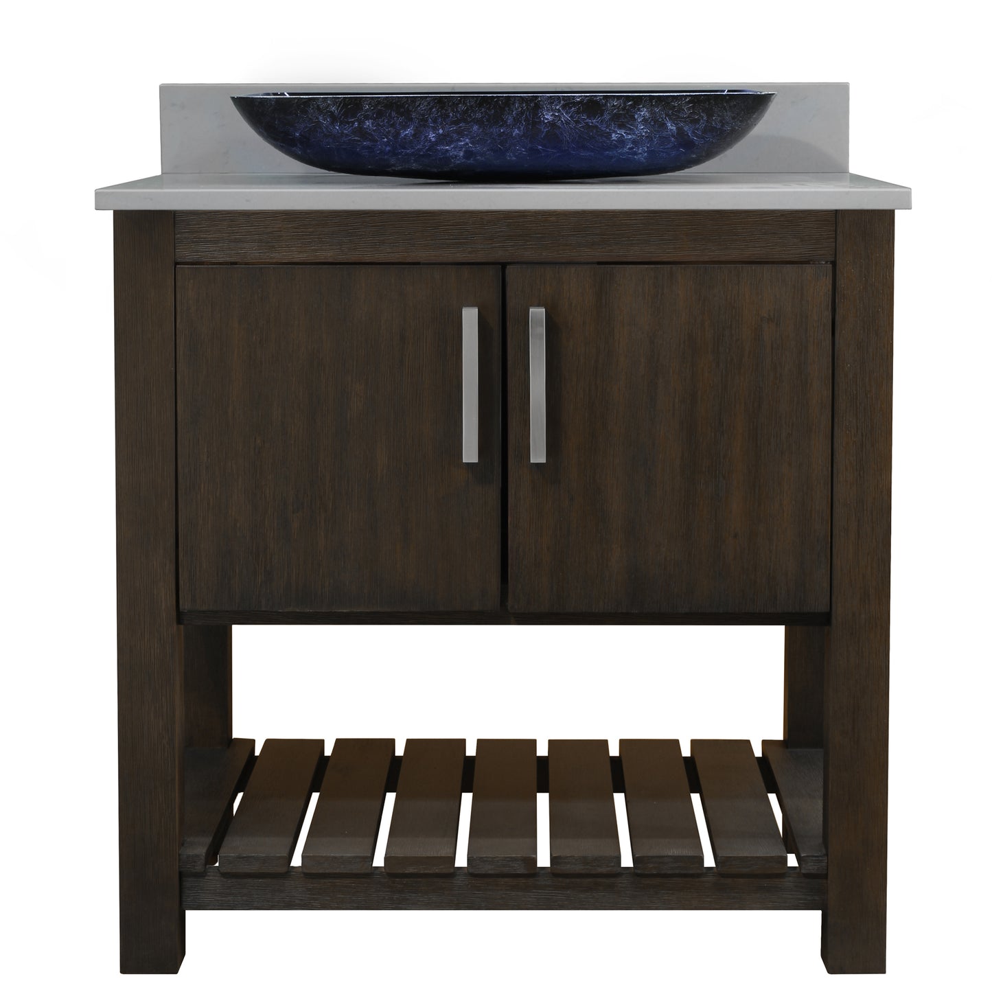 30-inch Bath Vanity with Storm Grey Quartz Counter and Sink - NOBV-30CM-280-19034