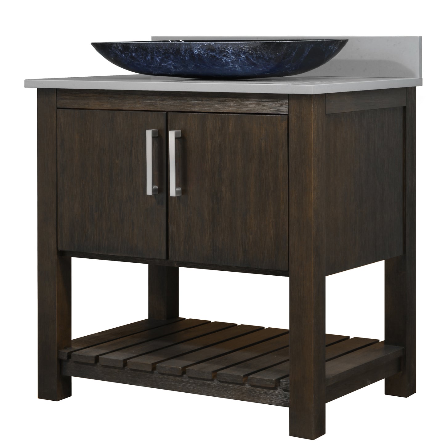 30-inch Bath Vanity with Storm Grey Quartz Counter and Sink - NOBV-30CM-280-19034