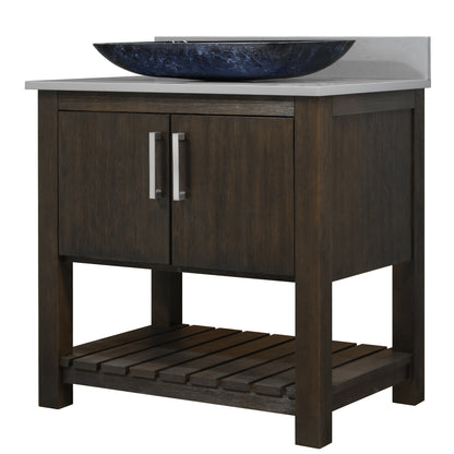 30-inch Bath Vanity with Storm Grey Quartz Counter and Sink - NOBV-30CM-280-19034
