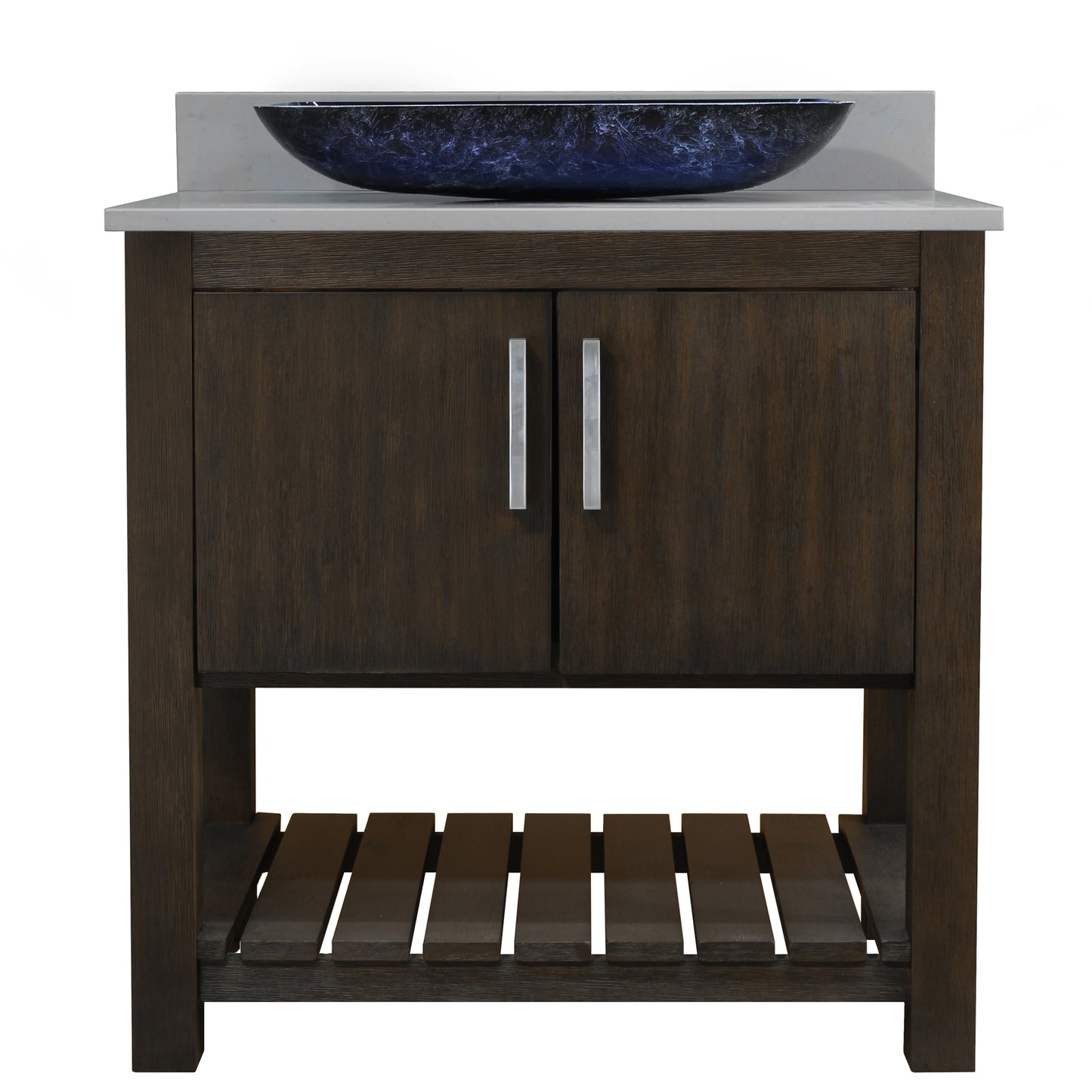 30-inch Bath Vanity with Storm Grey Quartz Counter and Sink - NOBV-30CM-280-19034