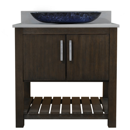 30-inch Bath Vanity with Storm Grey Quartz Counter and Sink - NOBV-30CM-280-19034