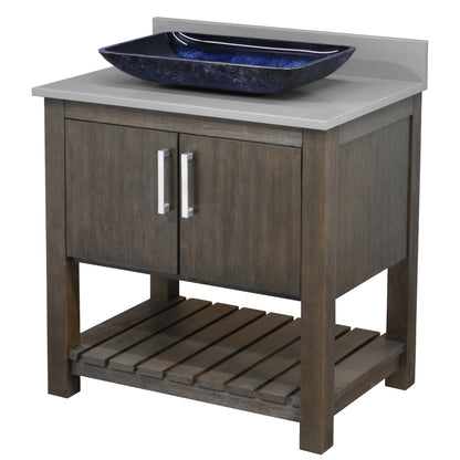 30-inch Bath Vanity with Storm Grey Quartz Counter and Sink - NOBV-30CM-280-19034